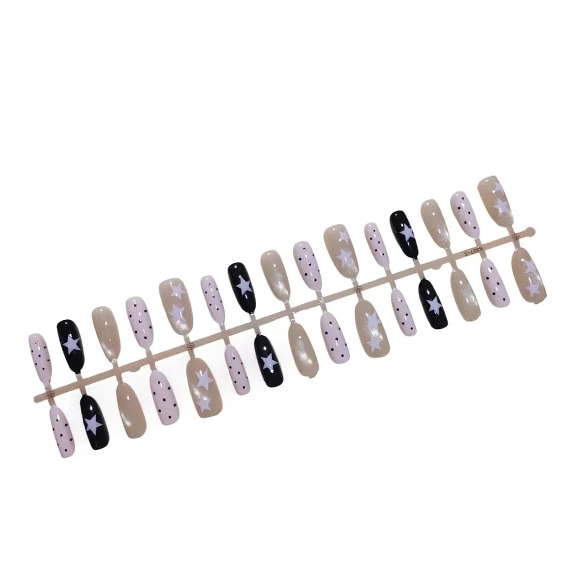 Rūkytai rožinės spalvos „Cat Eye“ užklijavimo nagai, ovali forma, 30 vnt.